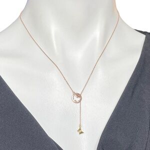 925 Sterling Silver rose butterfly necklace New